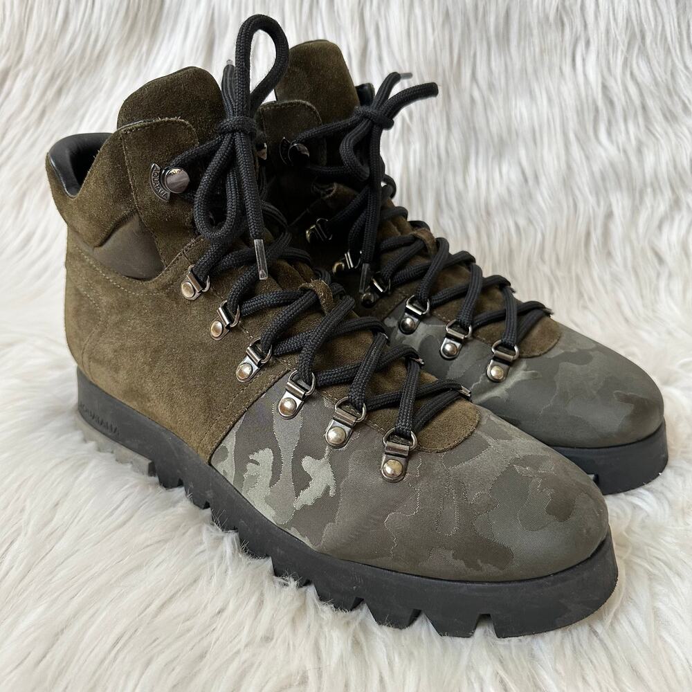 Aquatalia Darya Boots Camo Suede Leather Lace Up Weatherproof Ankle Camouflage